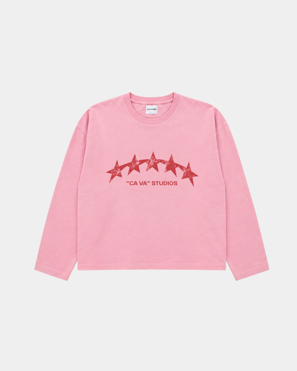 CA VA® Washed Boxy Longsleeve Stars – Pink