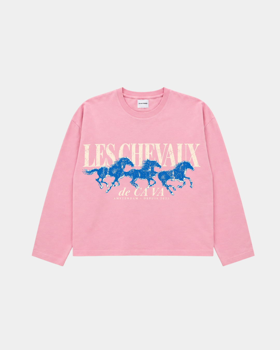 CA VA® Washed Boxy Longsleeve Les Chevaux – Pink [Pre-Order]