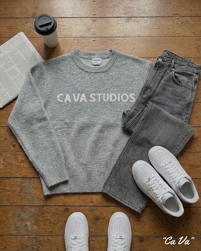 CA VA® - GRIJZE KNITWEAR SWEATER