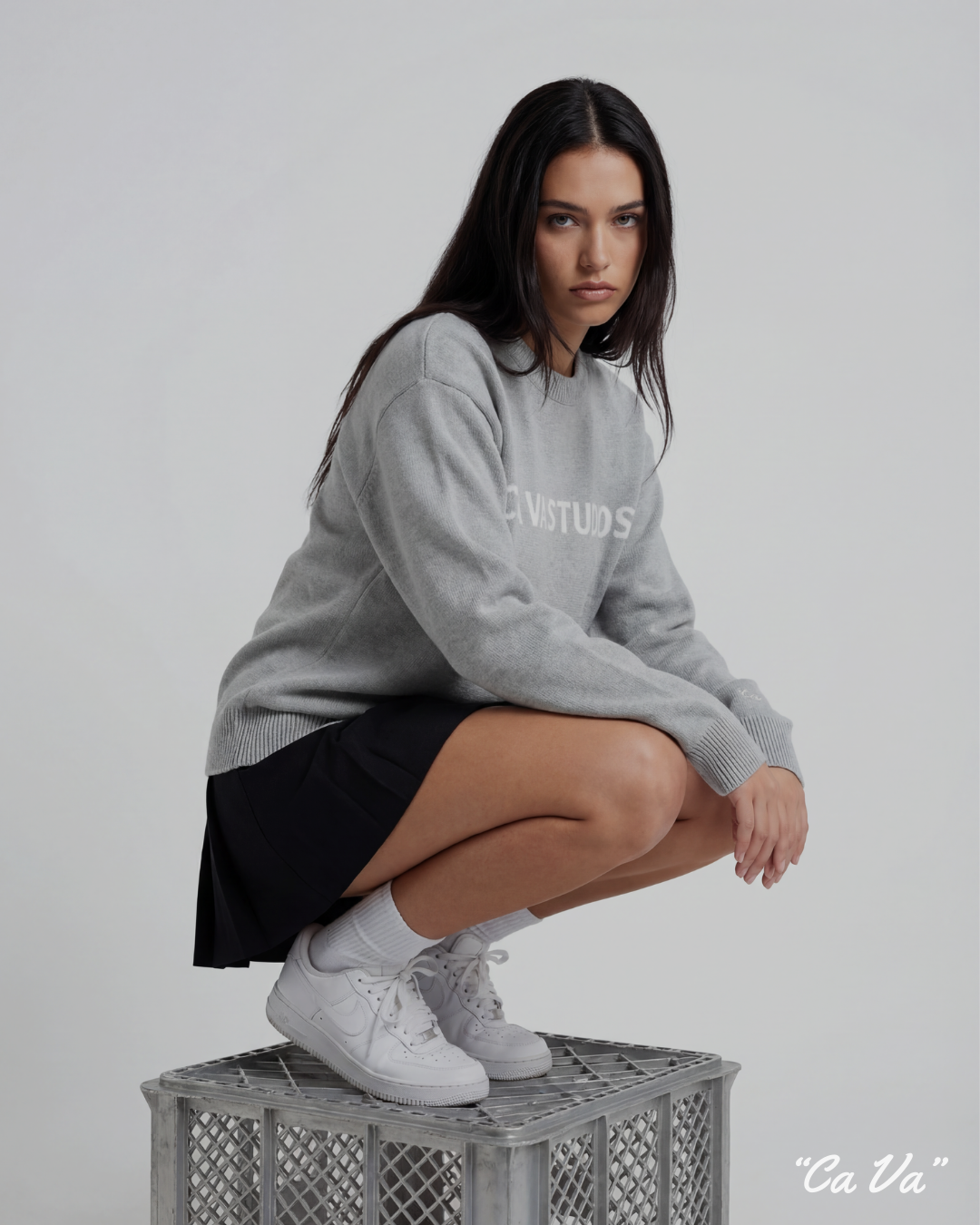 CA VA® - GRIJZE KNITWEAR SWEATER