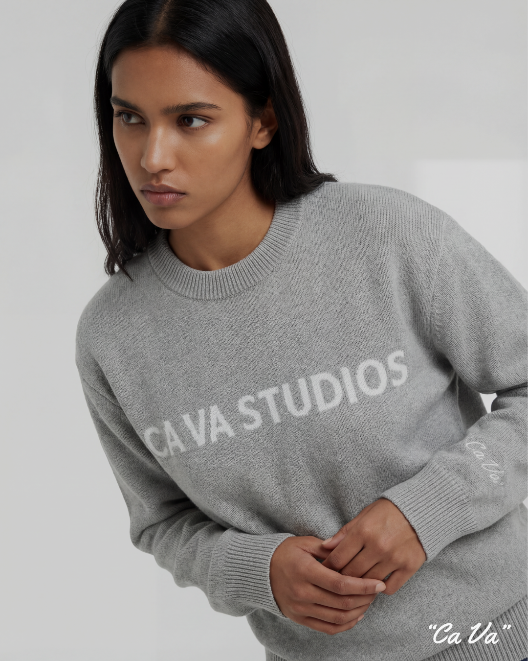 CA VA® - GRIJZE KNITWEAR SWEATER