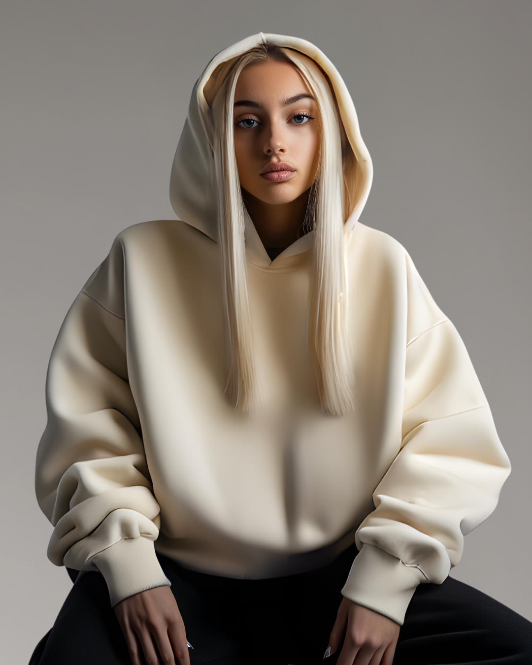 CA VA® OVERISIZED SIGNATURE HOODIE - CRÉME