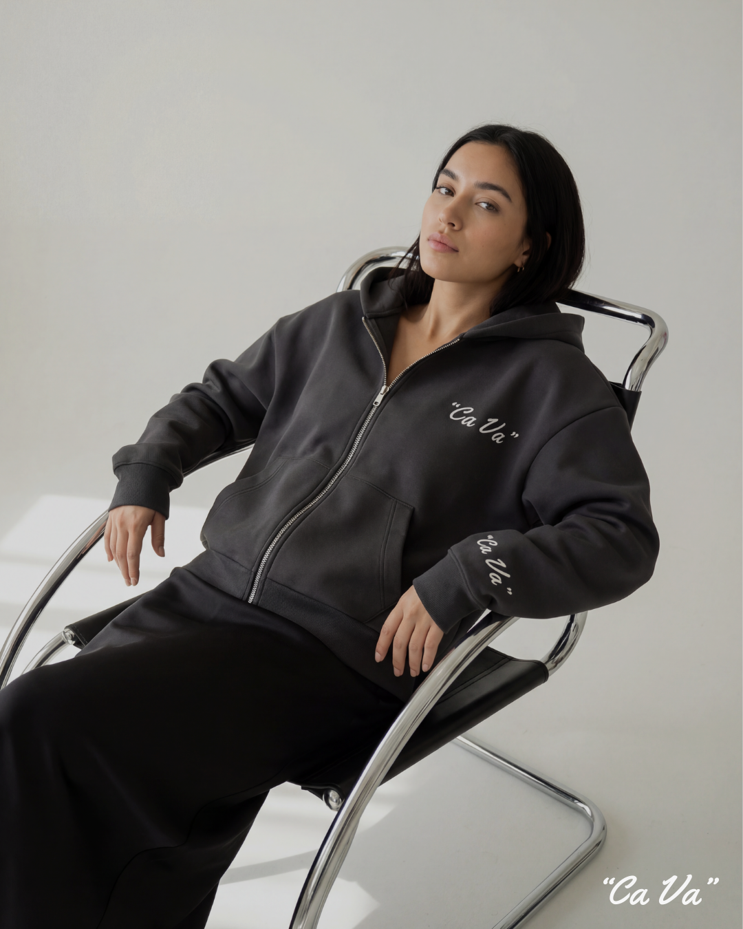 CA VA® ZIP-HOODIE STONE COAL