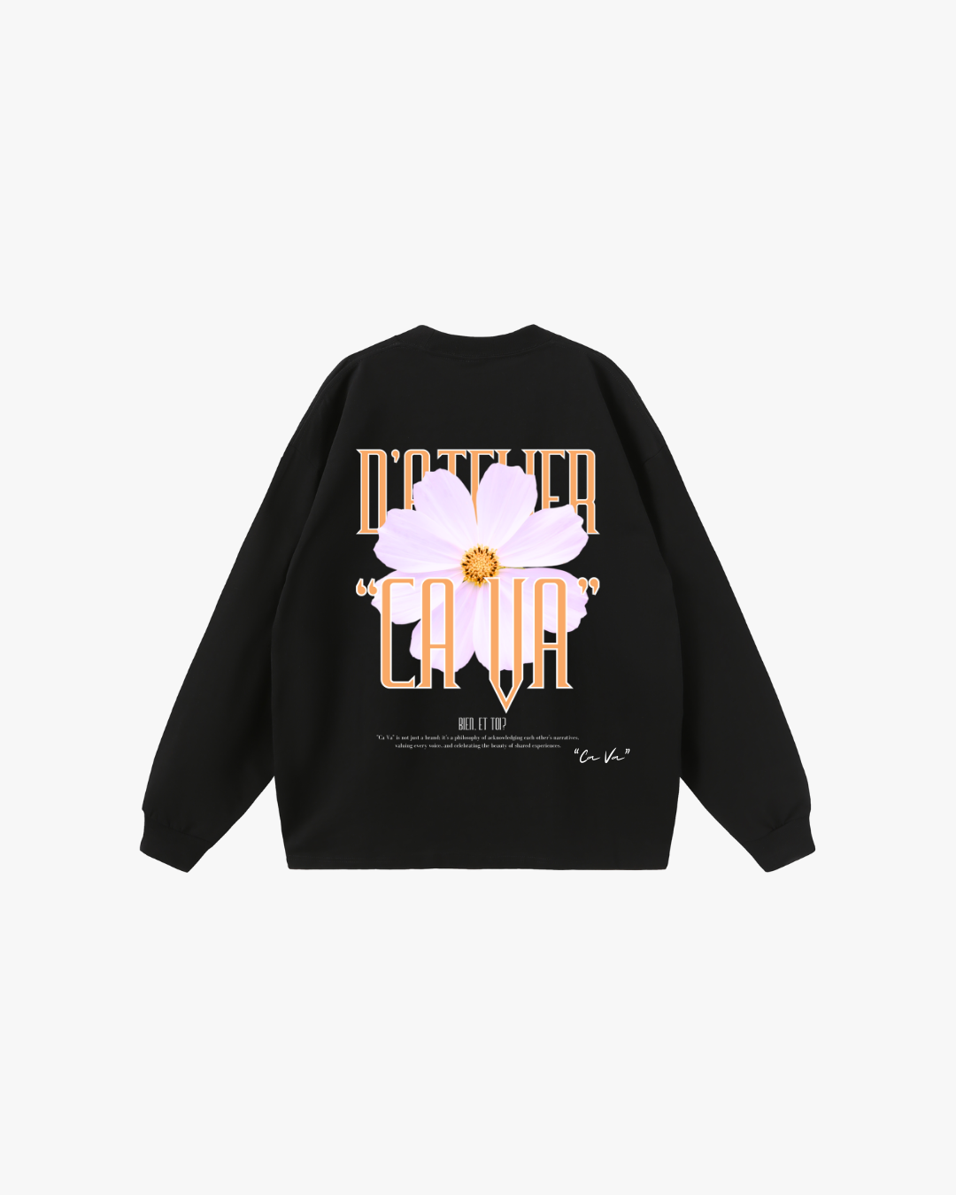 CA VA® - ZWARTE LONGSLEEVE - "LE FLEUR"
