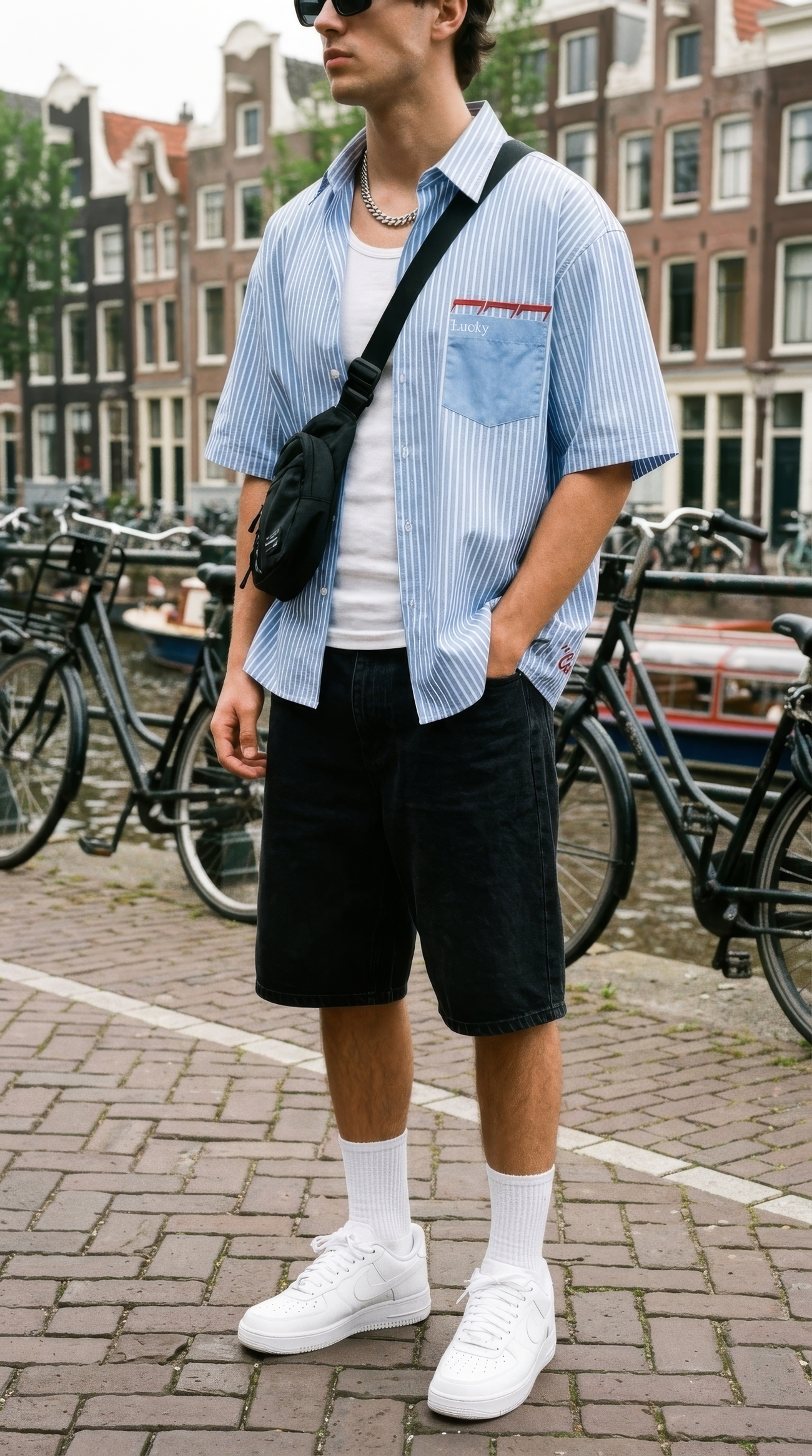 "CA VA" - LUCKY 777 - BLUE STRIPED SHIRT